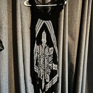 Womens Bandana Asymmetrical Dress-one size-(M)-black/white-NAT